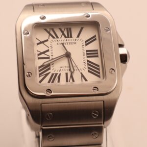 Cartier Santos 100 XL — Reference W200737G | Stainless Steel Automatic | Silver Roman Dial | Watch Only