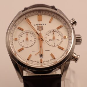 TAG Heuer Carrera Chronograph CBN2013.FC6483 — In-House Calibre Heuer 02, 80-Hour Power Reserve, White Dial with Rose Gold Accents — Watch Only